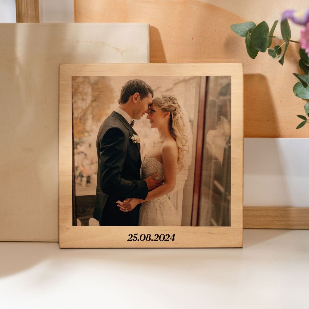 Photo Upload Polaroid-Style Wood Print