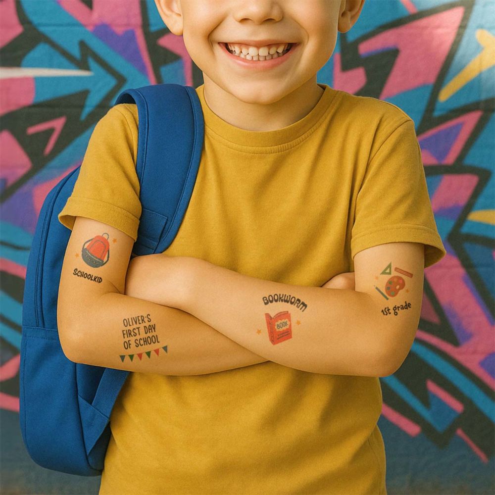 Personalised Temporary Tattoos for Kids - Back to School