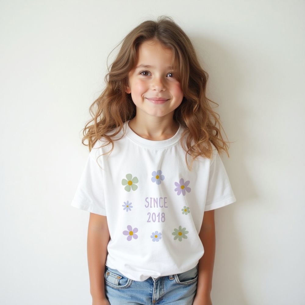 Personalised Children’s T-Shirt with Flowers and Text