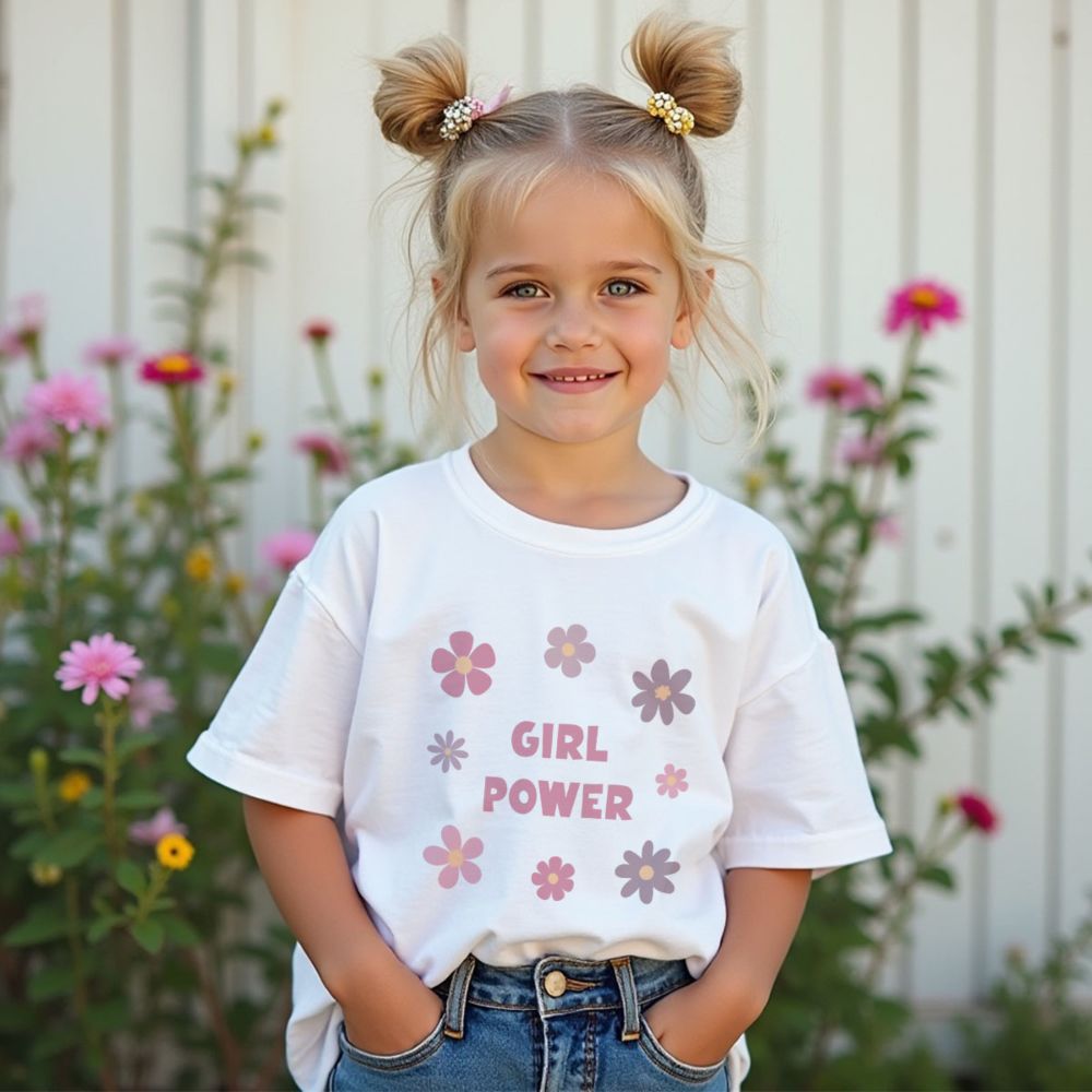 Personalised Children’s T-Shirt with Flowers and Text