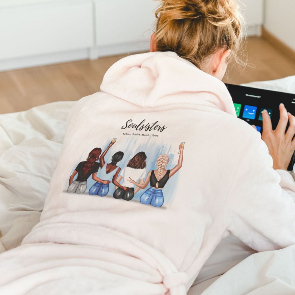 Personalised Girlfriends Illustration Bathrobe