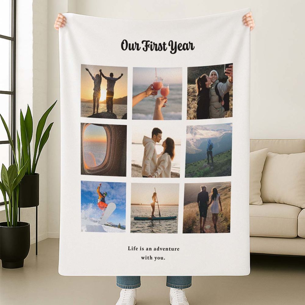 Personalisierbare Decke mit Foto und Text