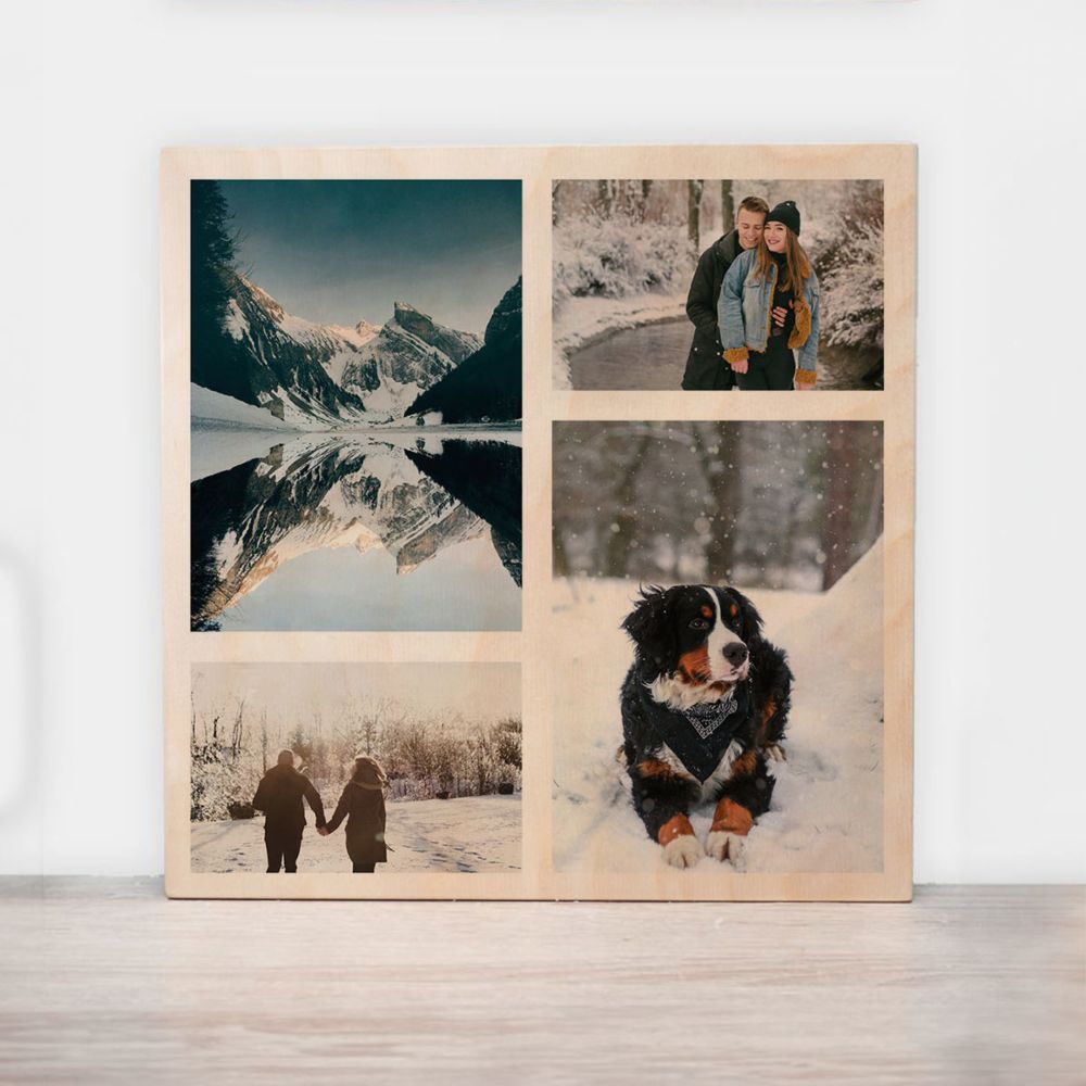 Personalised Wood Print With 4 Photos