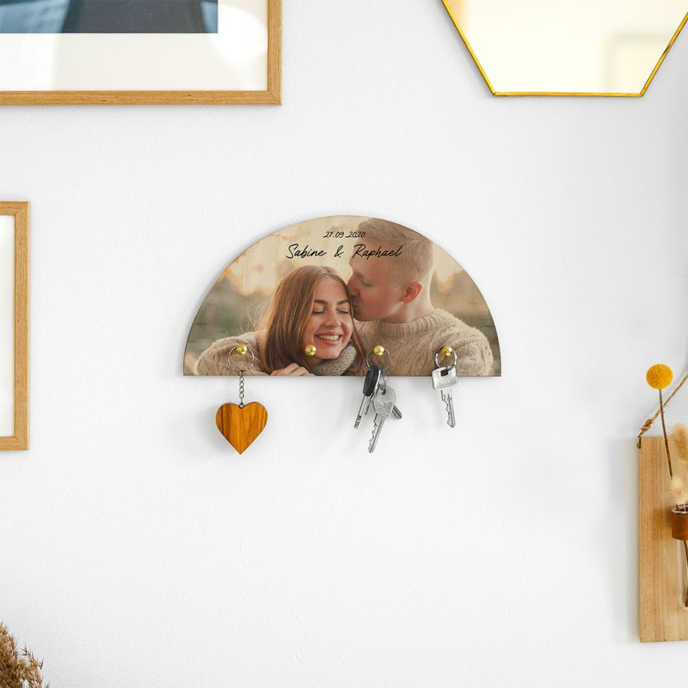 Personalised Key Hanger With Photo and Text