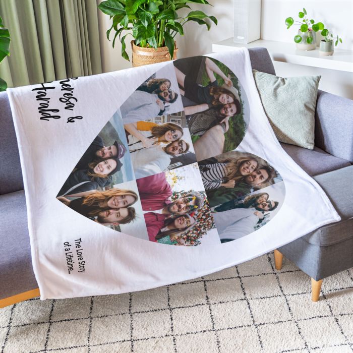 Small Heart Photo Blanket With Custom Text 