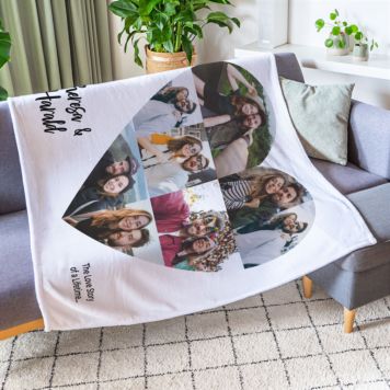 Small Heart Photo Blanket With Custom Text 