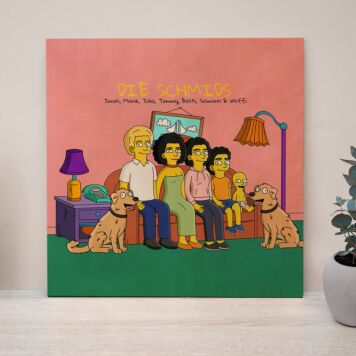 Personalised Cartoon Family Wood Print